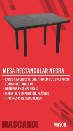 Mesa Rectangular Negra 1,40cm x 75cm x 70cm