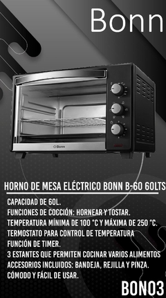 Horno De Mesa Electrico Bonn B 60 Litros