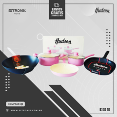 SET HUDSON CERAMICA ROSA + BIFERA TEFLON + WOK