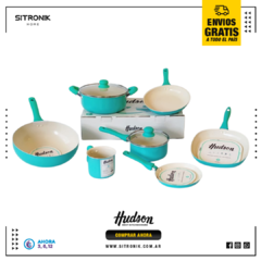 SET HUDSON CERAMICA VERDE AQUA PREMIUM CON WOK