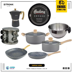 Kit Cocina Hudson Granito Antiadhrente Cafetera 5pz