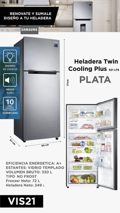 Heladera Samsung Twin Cooling Plus 321LTS PLATA