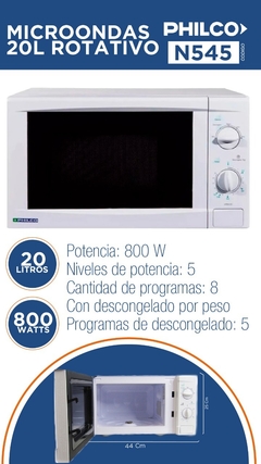 Microondas Philco Rotativo 20LTS 800W