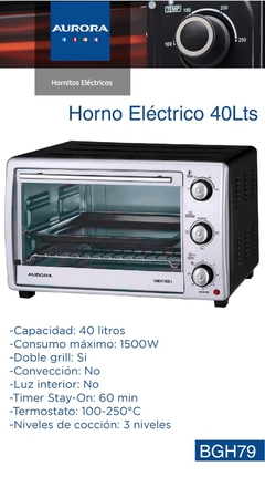 Horno Electrico Aurora 40lts 1500W