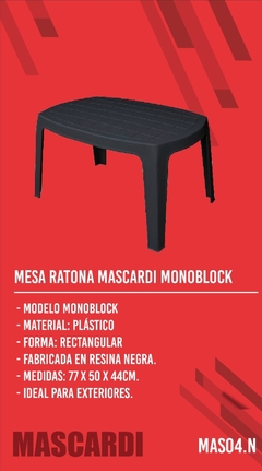 Mesa Ratona Mascardi Monoblock 77x50x44cm
