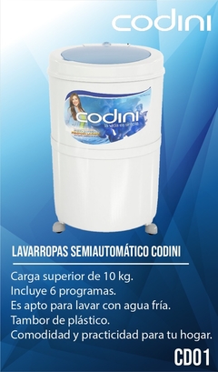 Lavarropaas semiautomatico CODINI 10KG