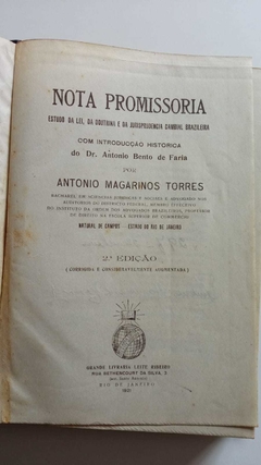 Nota Promissoria - Estudo Da Lei, Da Doutrina E Da Jurisprudencia Cambial - Antonio Magarinos Torres na internet