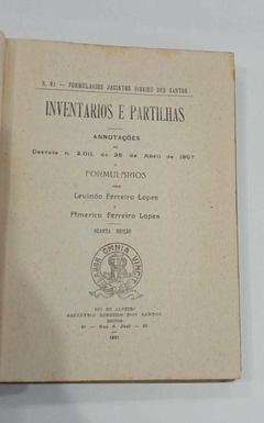 Inventarios E Partilhas - Annotações - Levindo Ferreira Lopes E Americo F Lopes - comprar online