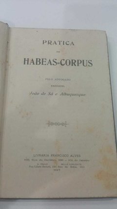 Pratica Do Habeas Corpus - Joao De Sá E Albuquerque - comprar online