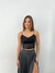 Blusa cropped alça fina de paetê