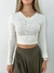 Blusa cropped feminina decote v manga longa diana