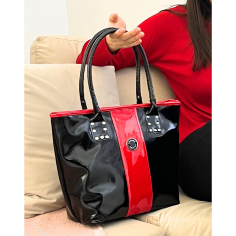 CARTERA LUDOVICA - Charol negro c/charol rojo