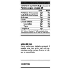 L-Arginina GH 150g.- Star Nutrition - comprar online