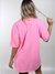 Camiseta Boyfriend Smiley Rosa Neon Estonada - comprar online