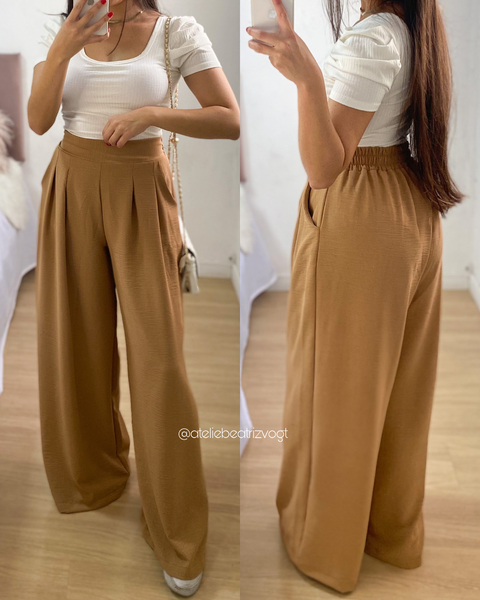 Calça pantalona best sale marrom