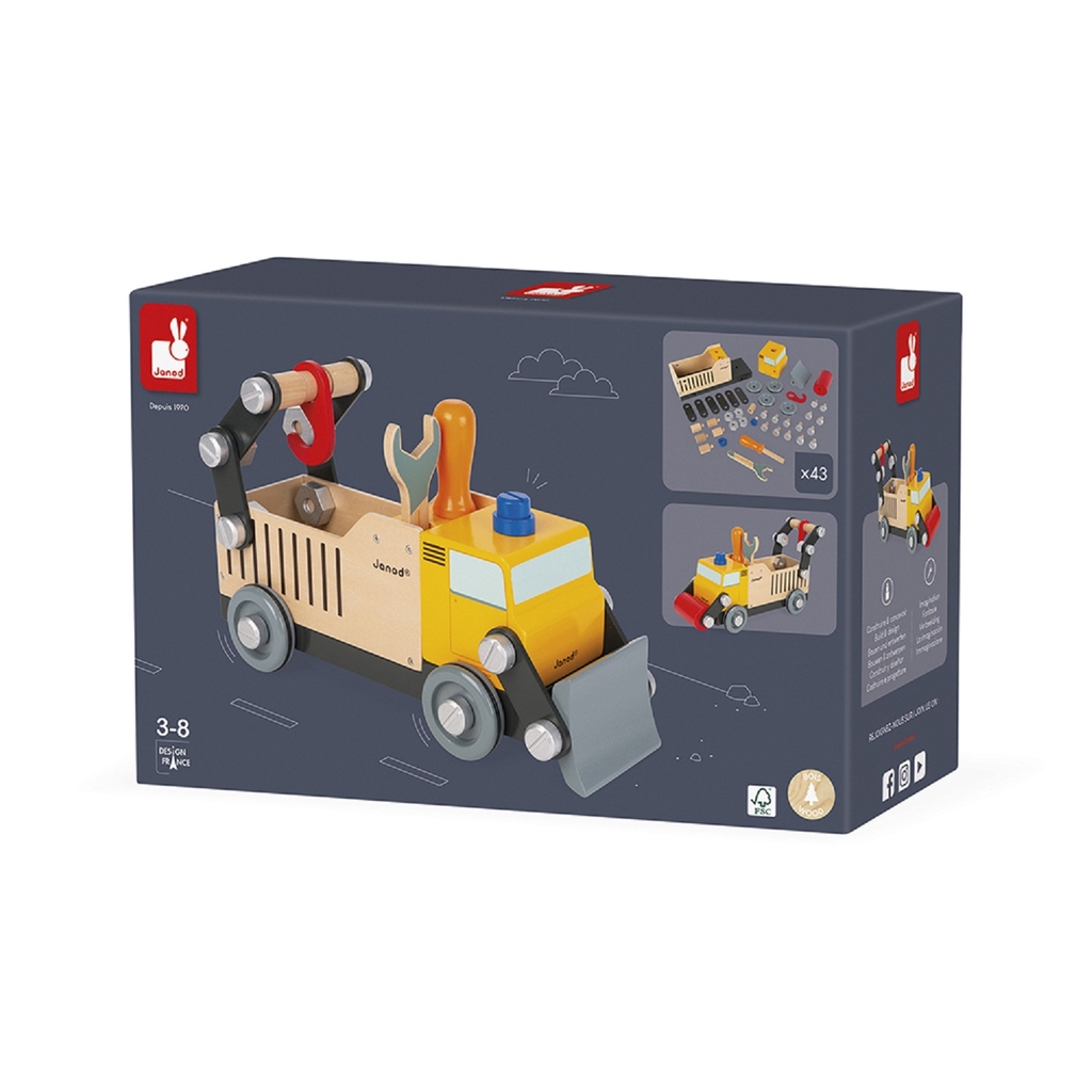 Brinquedo Caminhão De Madeira C/ Trator Mdf Infantil Retro