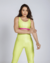 Conjunto fitness amarelo com detalhe rosa - comprar online
