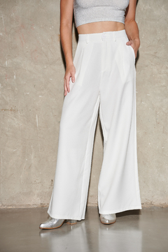 PANTALON SASTRERO CREPE PALAZZO CRUDO - comprar online