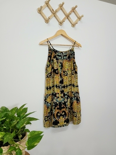 vestido farm preto e amarelo cash M na internet