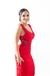 Vestido longo vermelho, detalhes em bordados - comprar online