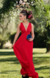 Vestido de festa longo plissado- Vermelho - comprar online