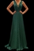 Vestido de festa longo plissado com detalhes no decote- Verde Oliva - comprar online