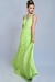 Vestido de festa longo plissado com detalhes na lateral- Verde lima na internet