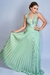 Vestido de festa longo plissado com detalhes na lateral- Verde lima - loja online