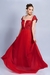Vestido de festa plus size longo, bordado em perolas, costas em rendas- Vermelho - Val Torquim