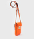 Porta celular de cuero con correa larga color fluo naranja