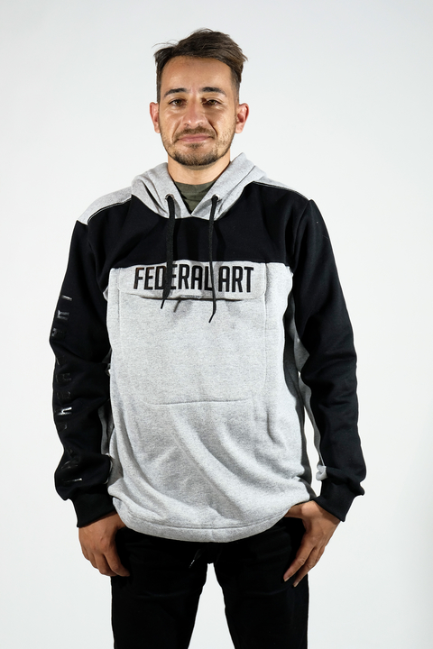 Blusa de Moletom Anorak Cinza Federal Art Preto Mescla 11503