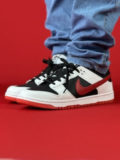 Nike dunk branco preto logo vermelho vinil nacional s - comprar online