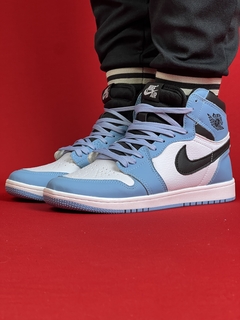 Air Jordan 1 High Azul Logo Preto Com Branco Nacional S - comprar online