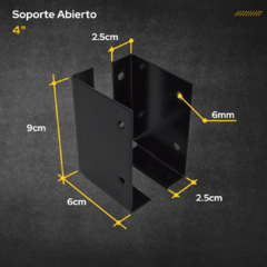 Soporte abierto para 2x4 3x4 (Alas Internas - Ancho Regulable) - comprar online