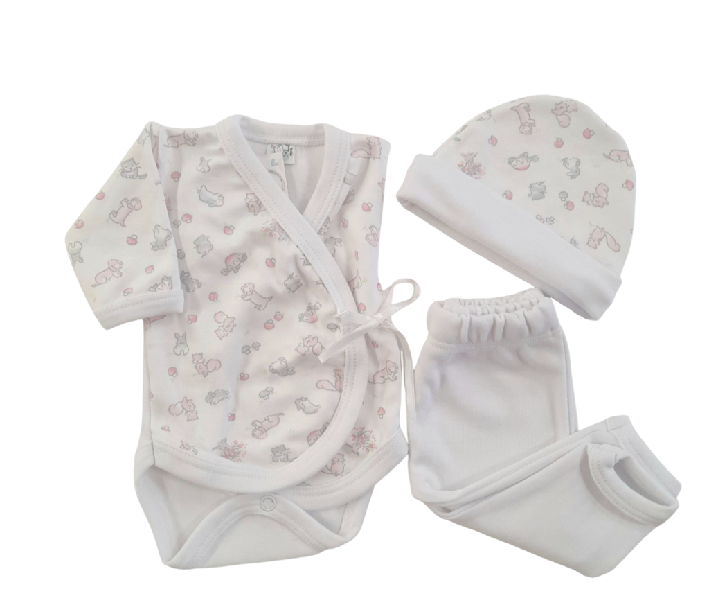 Set ajuar para bebe prematuro 3 piezas de algodon pima