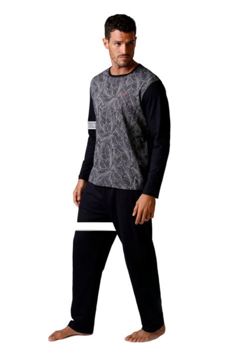 Pijama de invierno para hombre combinado 100% Algodon XY (art. 8048)