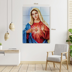 Mosaico de Azulejos Sagrado Coração de Maria 80x60cm Mural 12 Peças - comprar online