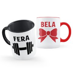 2 Canecas Bela e Fera Academia Musculação Laço e Halter - comprar online