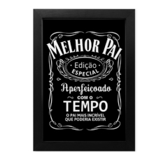 Quadro A4 Melhor Pai Rótulo Bebida Jack Com Moldura