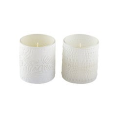 Kit c/ 2 velas aromáticas em vidro decorativo branco – Aroma White Garden