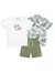 Conjunto Infantil Menino Camiseta Sun Chill, Bermuda E Camisa Folhas Branco E Verde Divertto - loja online