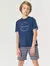 Conjunto Infantil Menino Camiseta E Bermuda Daily Aesthetic Azul Marinho Divertto