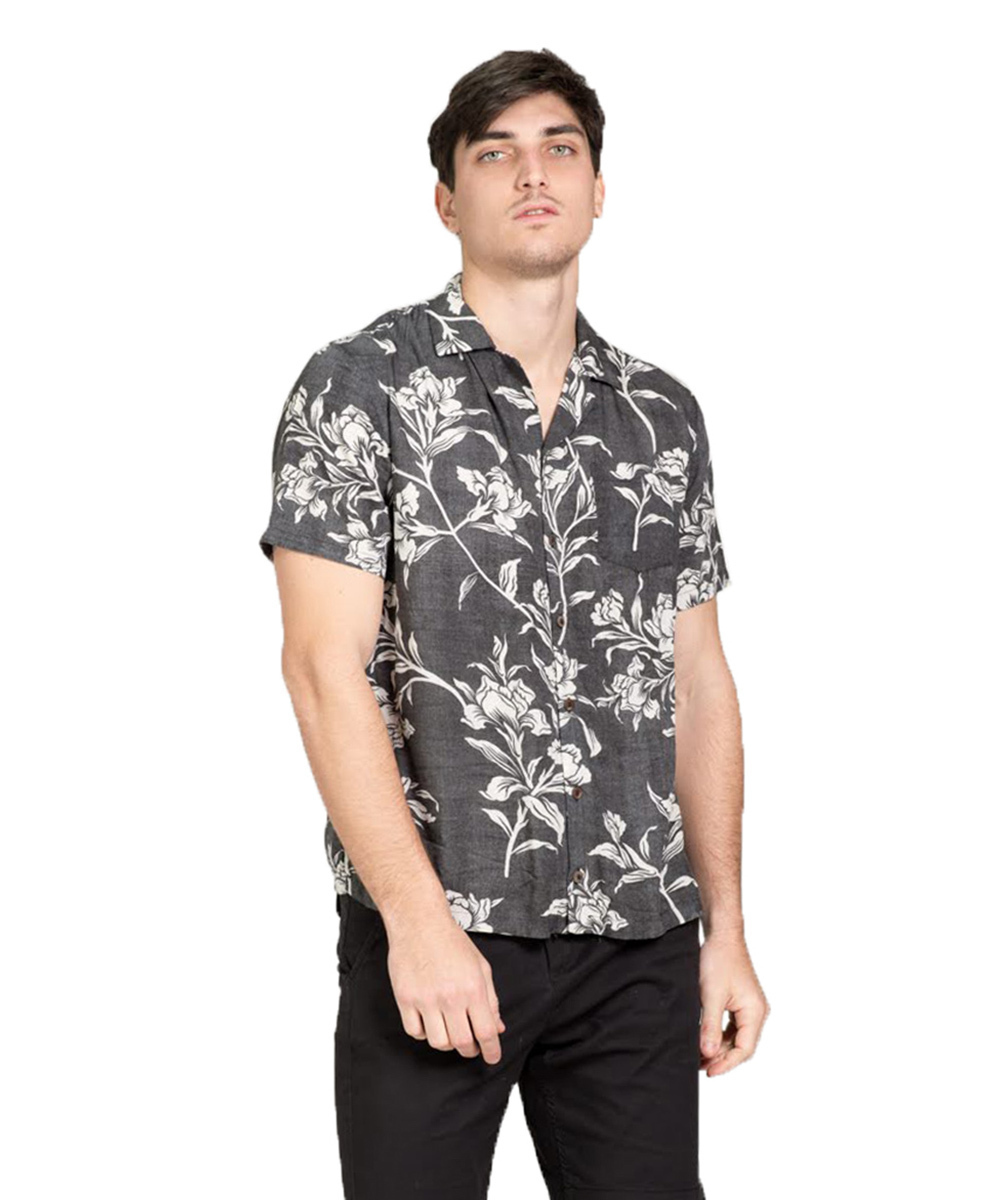 Camisa cheap hawaiana negra