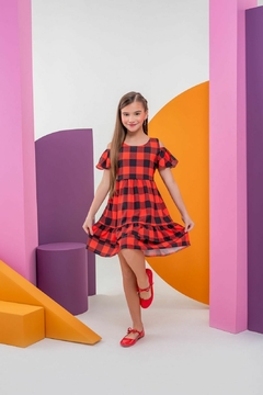 Vestido Bianca - Xadrez Vermelho e Preto - comprar online