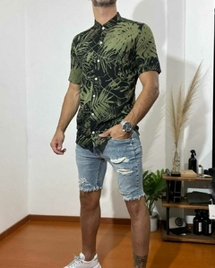 Camisa Mao Manga Corta Estampada