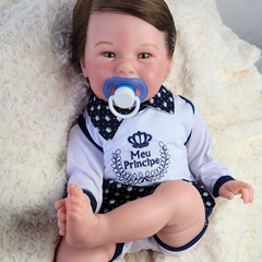 Bebê Reborn Menino Silicone Cabelo Implantado Fio a Fio - comprar online