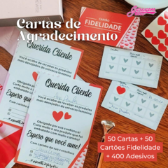 Kit Fidelização Cliente MK - 50 Cartas + 50 cartões+ 400 adesivos