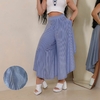 Calça Pantalona Pantacourt Com Bolso Boho Chic Navy Listrada