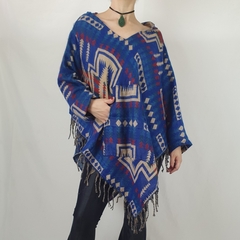 Poncho Boêmio estilo Boho chic estampado com manga e capuz, poncho estilo hippie e boho chic unissex sem genero