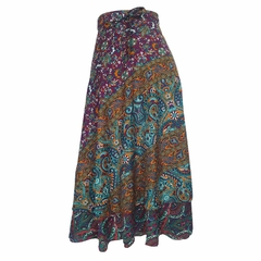 Saia Longa Indiana Estampada Hippie e Boho Saia Envelope Saia Transpassada Vira Vestido